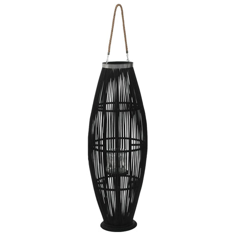 ZNTS Hanging Candle Lantern Holder Bamboo Black 95 cm 246812