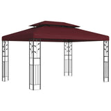 Gazebo 3.97 x 2.96 x 2.68 m Wine Red Polyester and Steel 42030527