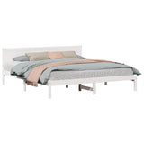 Bed Frame White 200 x 200 cm Solid Pine wood 872177