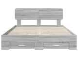 Bed Frame with Drawer Grey Sonoma 135 x 190 cm Engineered Wood 3412387