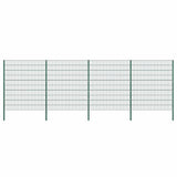 Fence Panel with Posts Iron 694.5x200 cm Green 278682