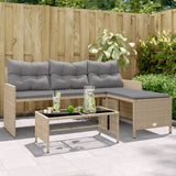 Garden Sofa with Table and Cushions L-Shaped Mix Beige Poly Rattan 365576