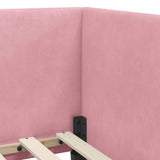 Corner Bed Frame with Headboard Pink 90 cm x 190 cm Velvet 42016639