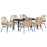 Garden Dining Set 7 pcs Brown Poly Rattan 3380880