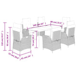 7 Piece Garden Dining Set with Cushions Grey Poly Rattan 3213480