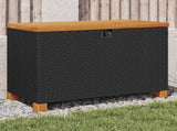 Garden Storage Box Black 80x40x48 cm Poly Rattan Acacia Wood 366282