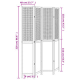 Room Divider 4 Panels White Solid Wood Paulownia 358724