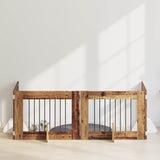 Dog Gate with Stands 4 pcs Old Wood 80 x 60 cm Engineered Wood 892137