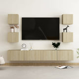 6 Piece TV Cabinet Set Sonoma Oak Engineered Wood 3078978
