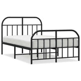 Metal Bed Frame without Mattress with Footboard Black 120x200cm 353651