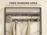 Coat Rack with Shoe Storage, Hall Tree, Industrial Coat Stand with Shoe Bench, 10 Removable Hooks, 2 T3398P423864