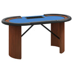 ZNTS 10-Player Poker Table with Chip Tray Blue 160x80x75 cm 80407