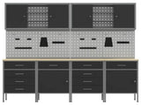 Work Cabinet with Drawer 10 pcs Black Engineered Wood and Steel 3321490