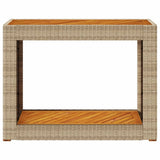 Garden Side Table with Wooden Top Beige 100x40x75 cm Poly Rattan 366308