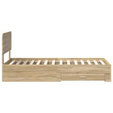 Bed Frame with Drawer Sonoma Oak 100 x 200 cm Engineered Wood 3412411
