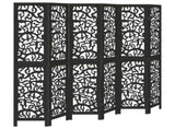 Room Divider 6 Panels Black Solid Wood Paulownia 358763