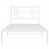 Metal Bed Frame without Mattress with Headboard White 90x190cm 376365