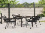 Garden Dining Set 5 pcs Black Powder-Coated Steel 3379185