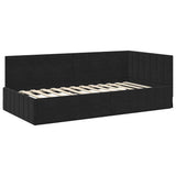 Corner Bed Frame with Headboard Black 100 cm x 200 cm Velvet 42016403