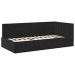 Corner Bed Frame with Headboard Black 90 x 200 cm Velvet 42016393