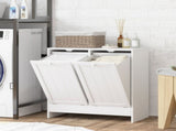 Double Hamper Laundry Storage Cabinet - White T3398P343159