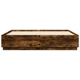 Bed Frame with LED without Mattress Smoked Oak 200x200 cm 3209587