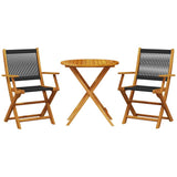 3 Piece Bistro Set Black Polypropylene and Solid Wood 3281853