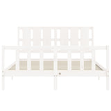 Bed Frame without Mattress White King Size Solid Wood Pine 3192237