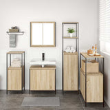 Bathroom Furniture Set with Shelf 5 pcs Sonoma Oak and Black 3328385