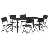 Garden Dining Set Folding 7 pcs Black Powder-Coated Steel 3379377