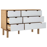 Drawer Cabinet OTTA Brown&White 111x43x73.5cm Solid Wood Pine 348587
