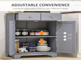 Side Storage Multi-use Sideboard Table Kitchen Floor Cabinet with Solid Wood Top, Adjustable Shelf, T3398P553467