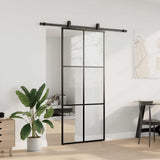 Sliding Door with Hardware Set Black 90x205 cm ESG Glass 3375785
