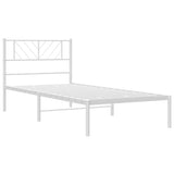 Metal Bed Frame without Mattress with Headboard White 100x190cm 372222