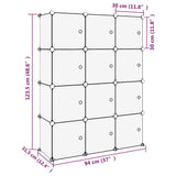 Storage Cube Organiser with 12 Cubes and Doors Transparent PP 340555