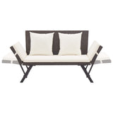 Garden Bench with Cushions Brown 176 cm Poly Rattan 317182