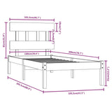 Bed Frame without Mattress White 100x200 cm Solid Wood 3104729