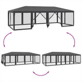 Party Tent with 12 Mesh Sidewalls Anthracite 8x4 m HDPE 4010074