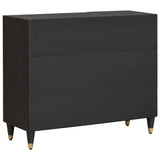 Sideboard with Shelf Black 90 x 33 x 75 cm Solid Mango Wood 4018836