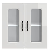Kitchen Wall Cabinet with Glass Door Kalmar High Gloss White Engineered Wood 853669