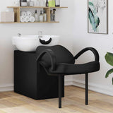 Shampoo Chair Manual Black and White 63 x 141 x 92 cm PVC 42009072