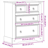 Chest of Drawers Corona 80x43x91 cm Solid Wood Pine 4005670