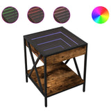 Coffee Table with Infinity LED Smoked Oak 40x40x49 cm 847694