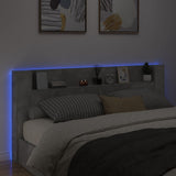 Headboard Cabinet with LED Concrete Grey 220x16.5x103.5 cm 839276