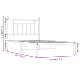 Bed Frame White Powder-Coated Steel Single Bed Frame 353580