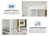 White metal bunk bed for both adults and children, with safety railing and ladder, mattress size W3987P434168