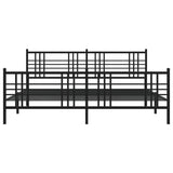 Metal Bed Frame without Mattress with Footboard Black 200x200cm 376349