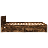 Bed Frame with Headboard without Mattress Smoked Oak 160x200 cm 3295552