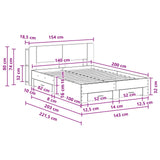 Bed Frame with Storage Grey Sonoma 140 x 200 cm Engineered Wood 3433768