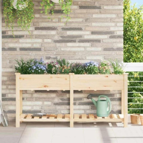 Garden Planter Beige 161.5 x 45 x 76.5 cm Solid fir wood 42006581